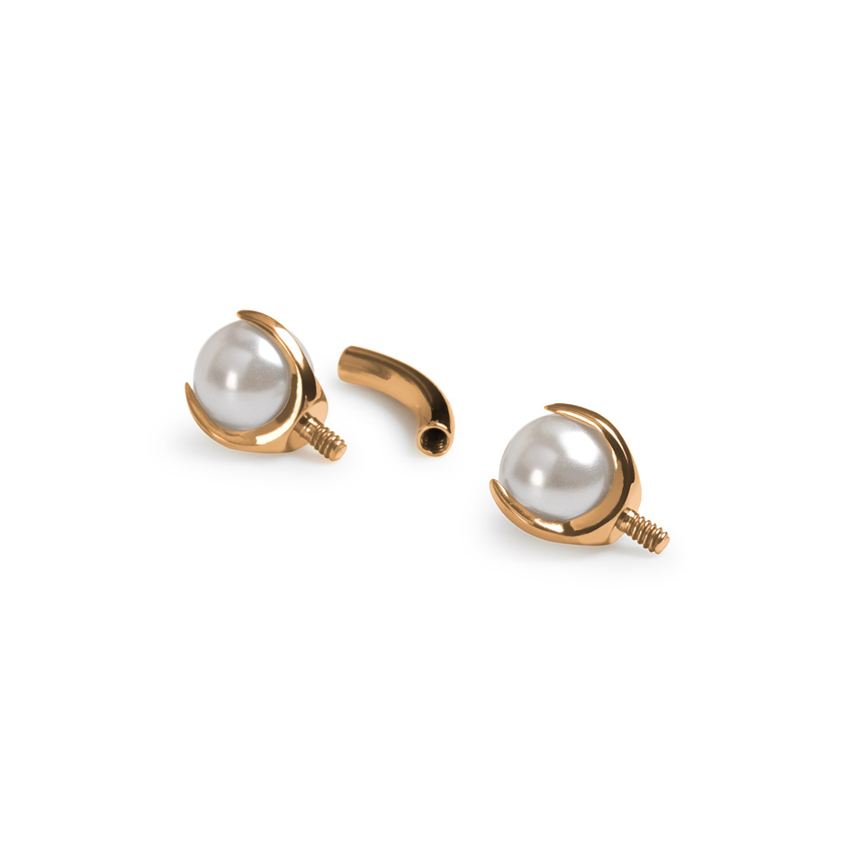 Titanová zahnutá činka (banánek) s perlami