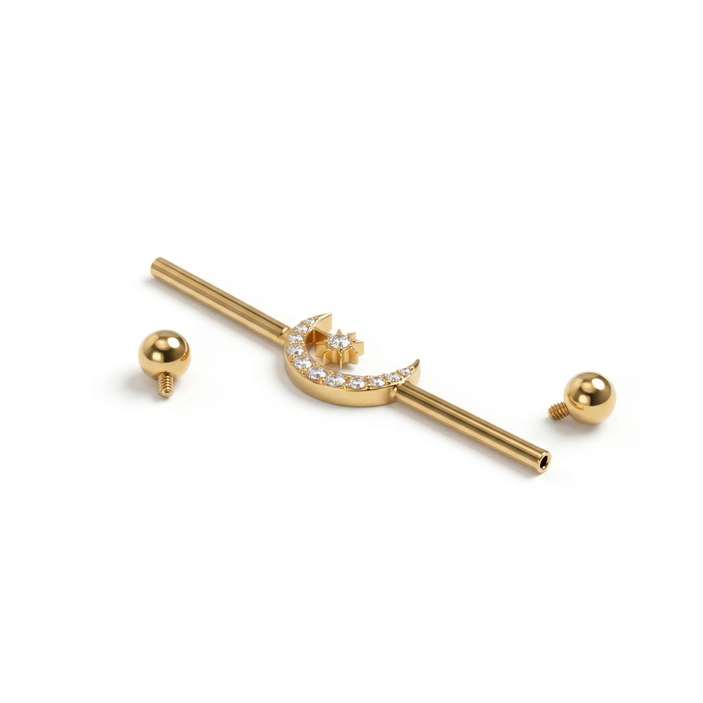 Titanová industrial činka s hvězdou a měsícem