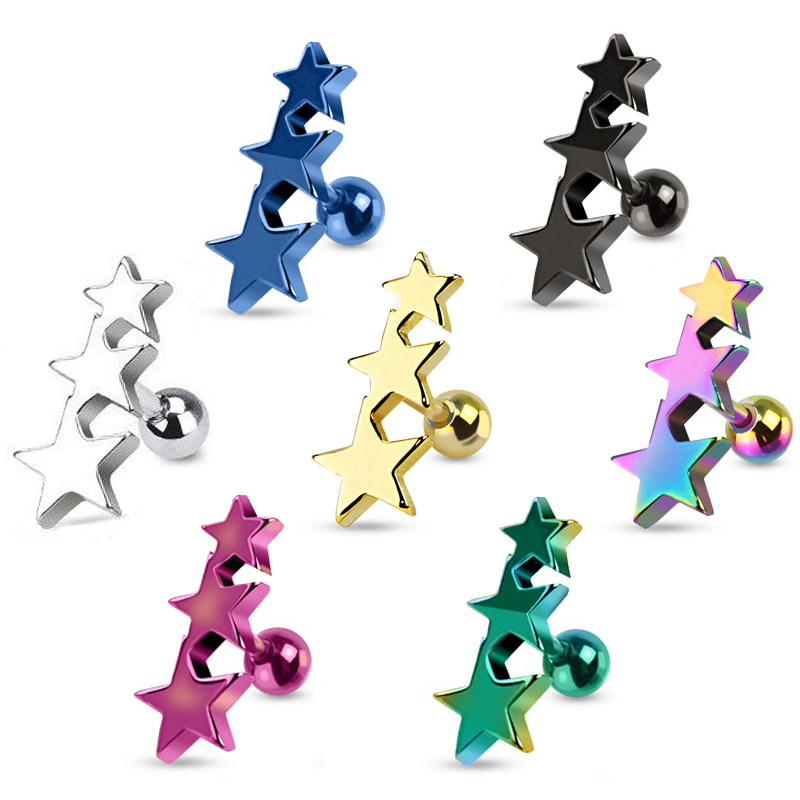 Piercingový šperk se třemi hvězdičkami