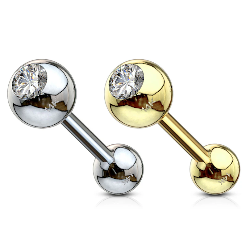 Zlatý 14kt piercing do ucha s kamínkem