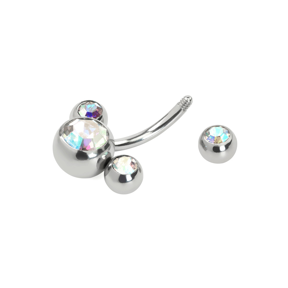 Piercing do pupíku se čtyřmi kamínky v různých barvách