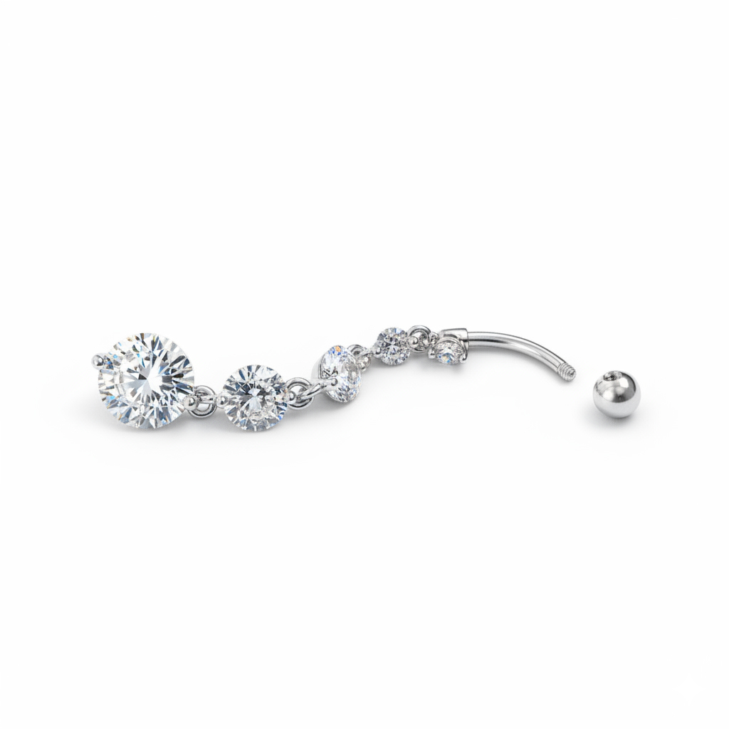 Piercing do pupíku s dlouhým přívěskem