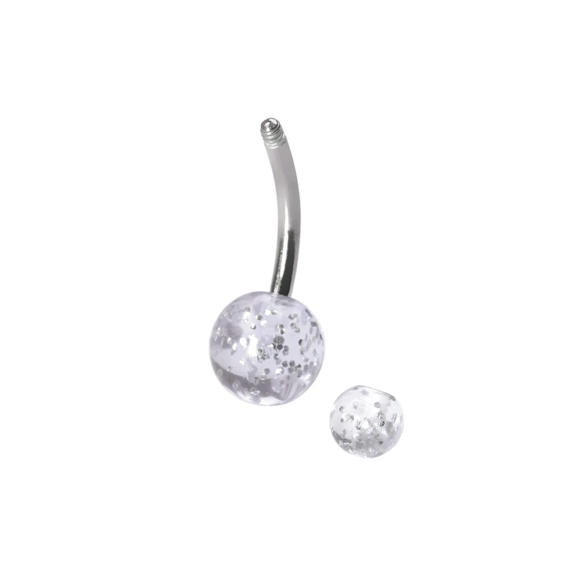 Titanový piercing do pupíku s kuličkami se třpytkami