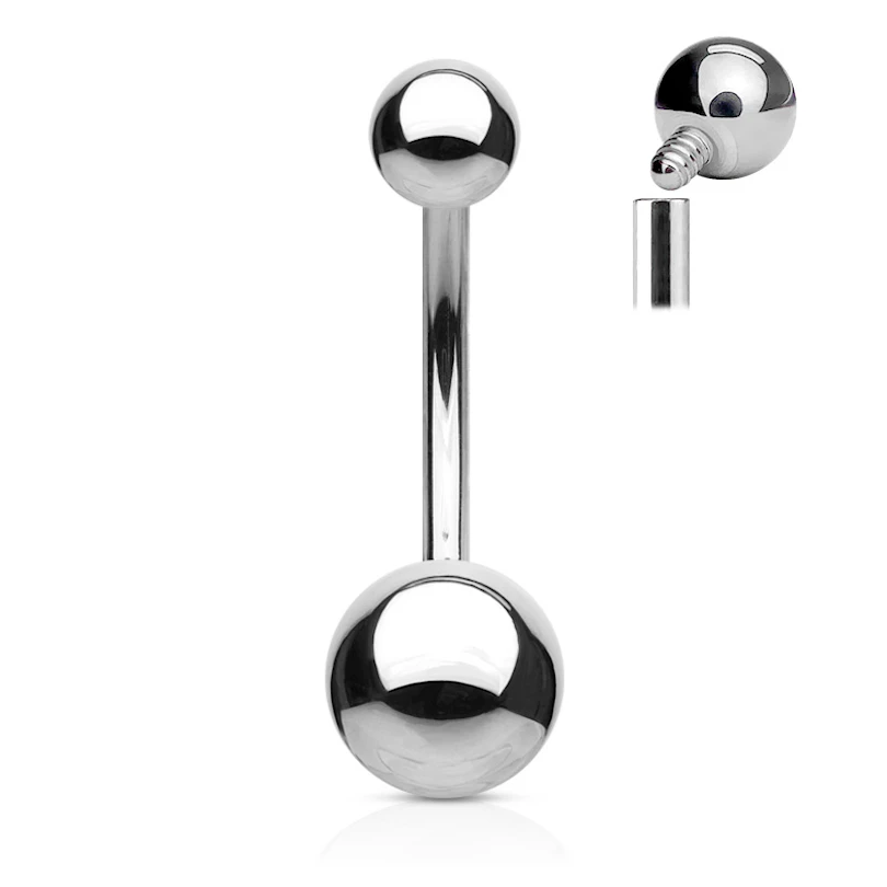 Jednoduchý piercing do pupíku z chirurgické oceli s vnitřním závitem