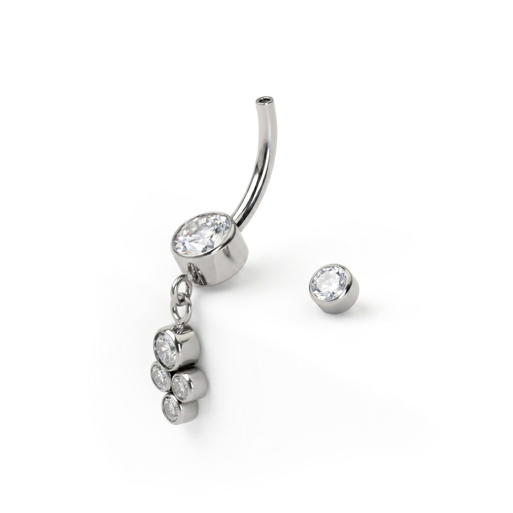 Piercing do pupíku s visícími kamínky