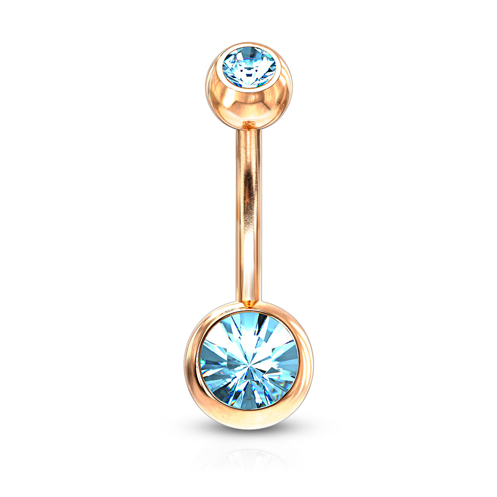 Piercing do pupíku v barvě červeného zlata s kamínkem