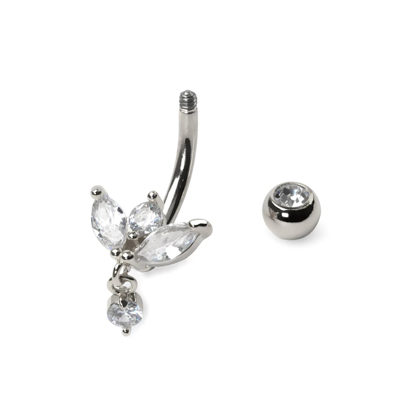 Piercing do pupíku s markýzovými kamínky