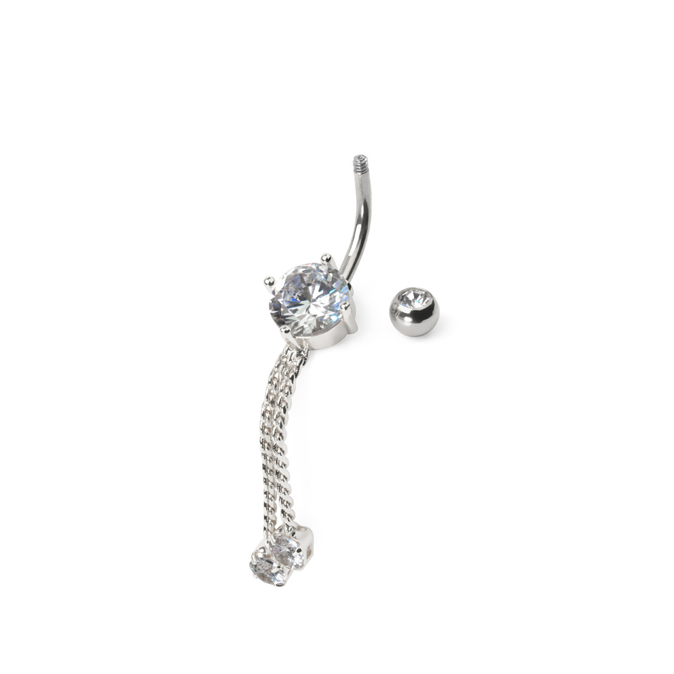 Piercing do pupíku s kamínky a řetízky