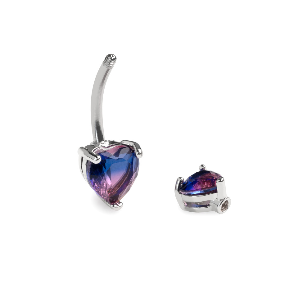 Piercing do pupíku s dvoubarevnými srdíčky