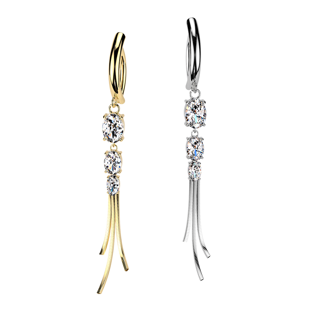 Clicker do pupíku s kamínky a řetízky