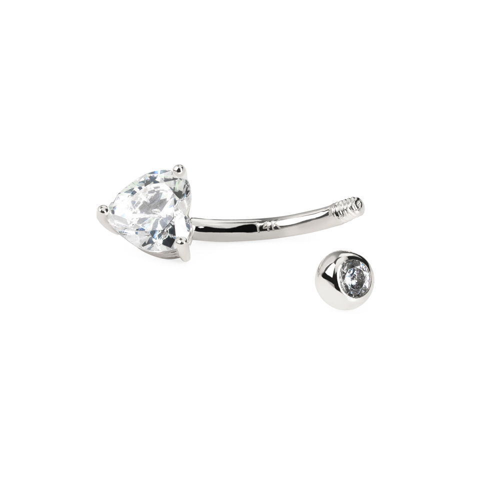 Zlatý 14kt piercing do pupíku ve tvaru srdce