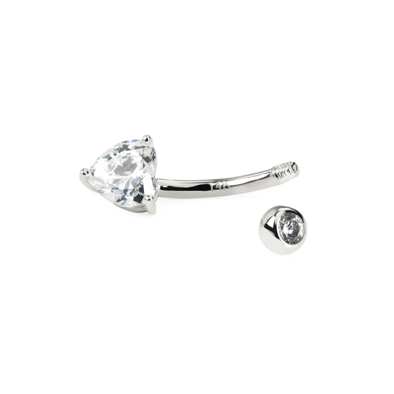 Zlatý 14kt piercing do pupíku ve tvaru srdce