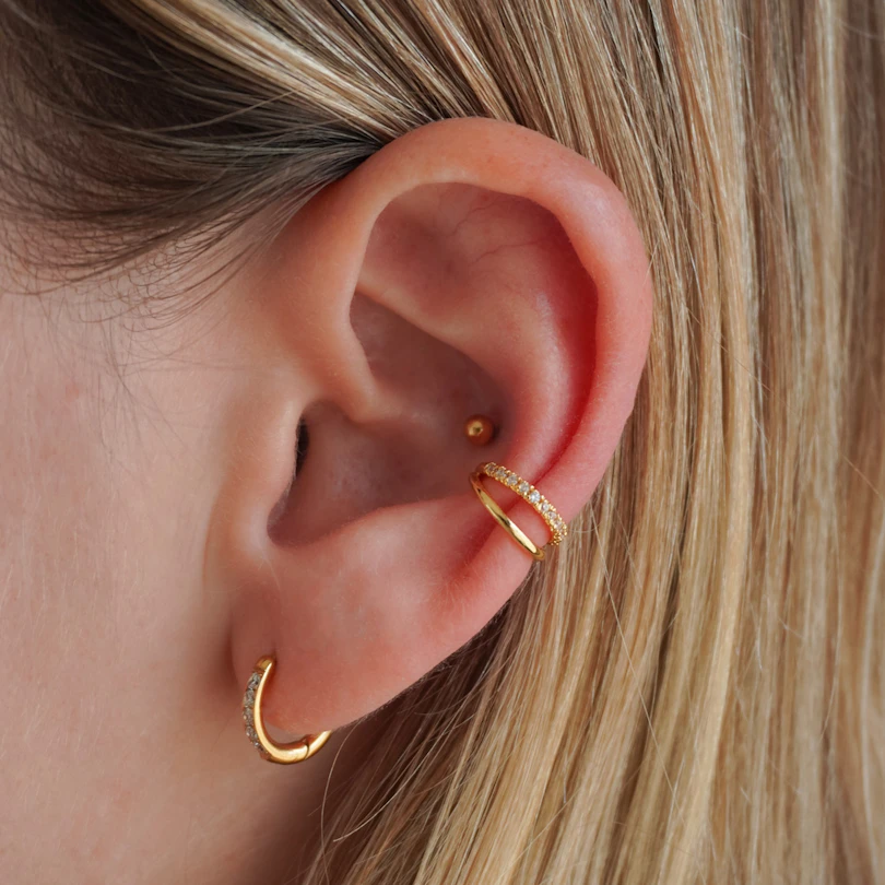 Dvojitá ear cuff náušnice se zirkonovými kamínky