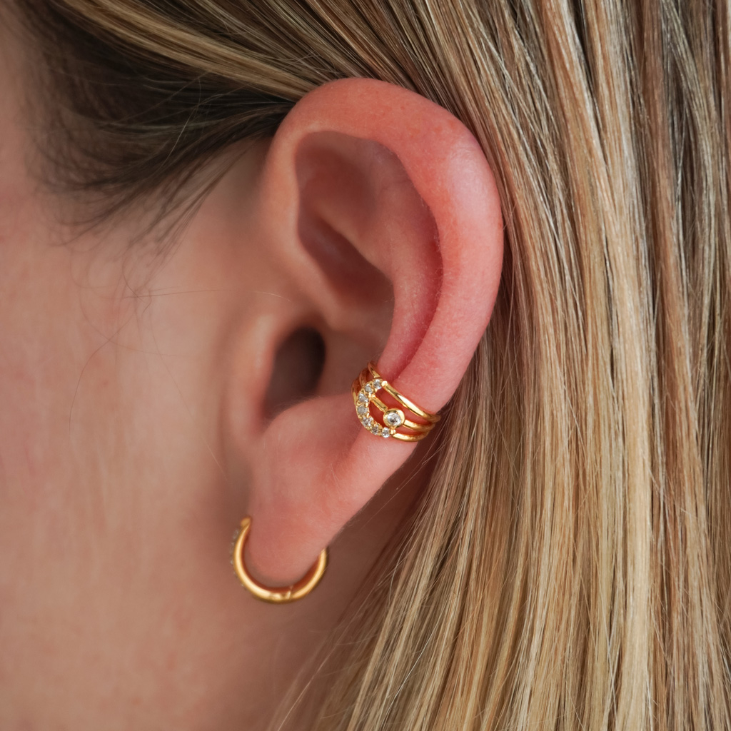 Trojitá ear cuff náušnice s měsícem