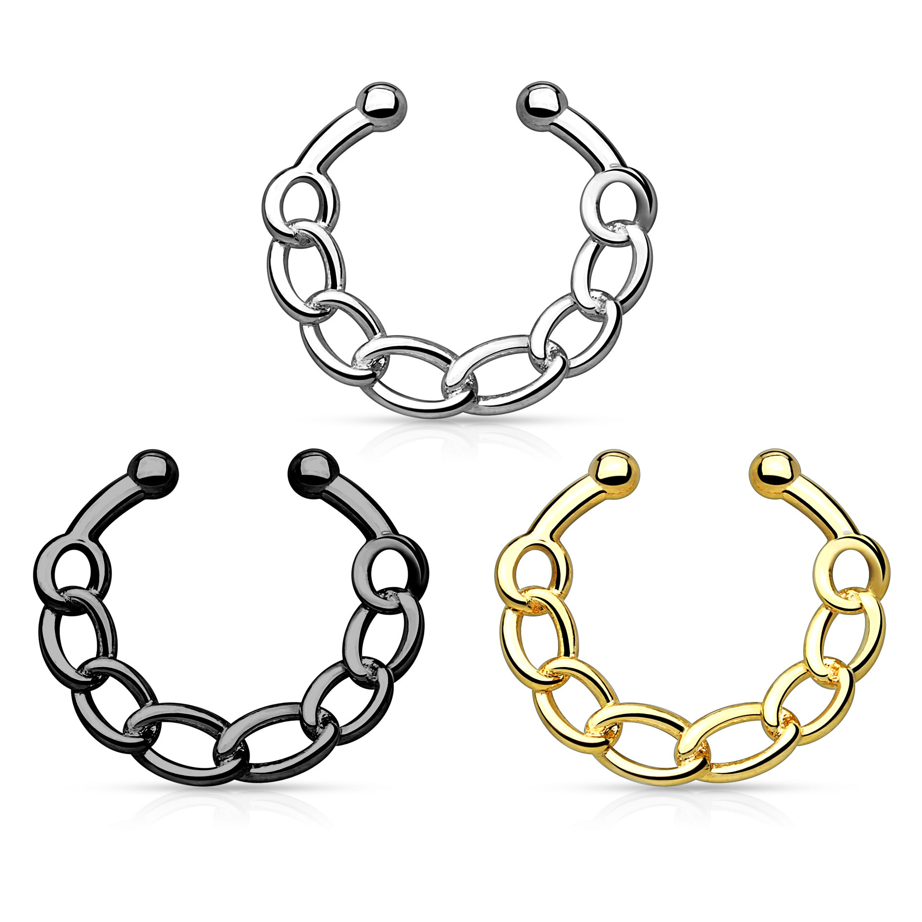 Falešný septum piercing - řetěz