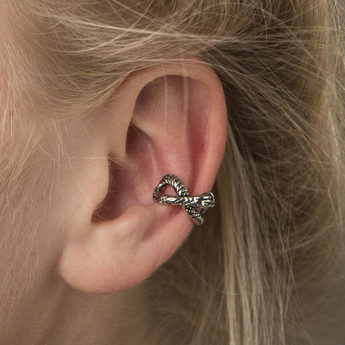 Falešný piercing do ucha - klips s hadem