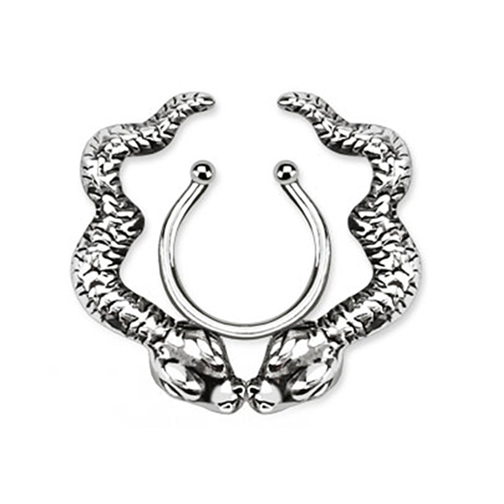 Falešný piercing do bradavky s hady