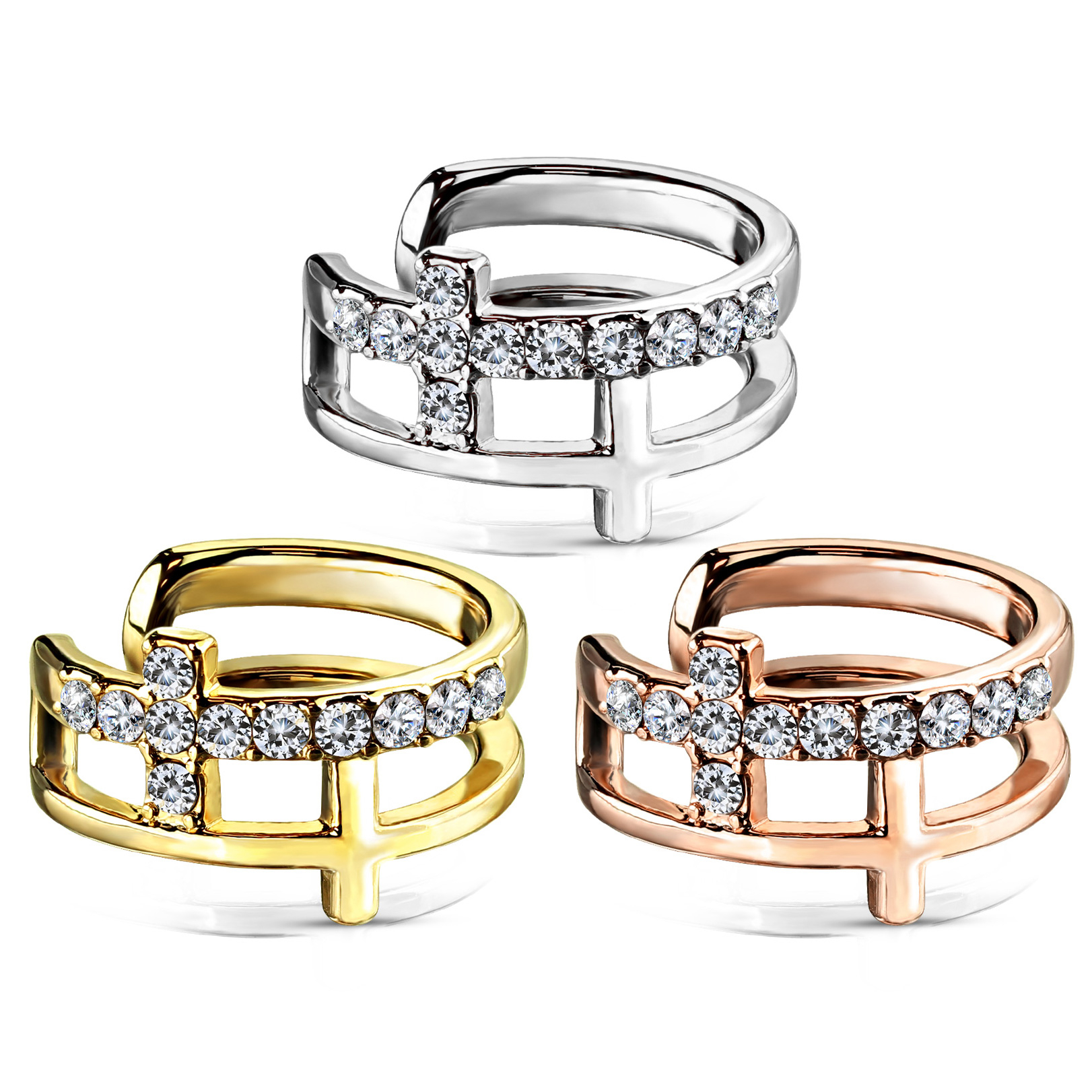 Klips do ucha s dvojitým křížem