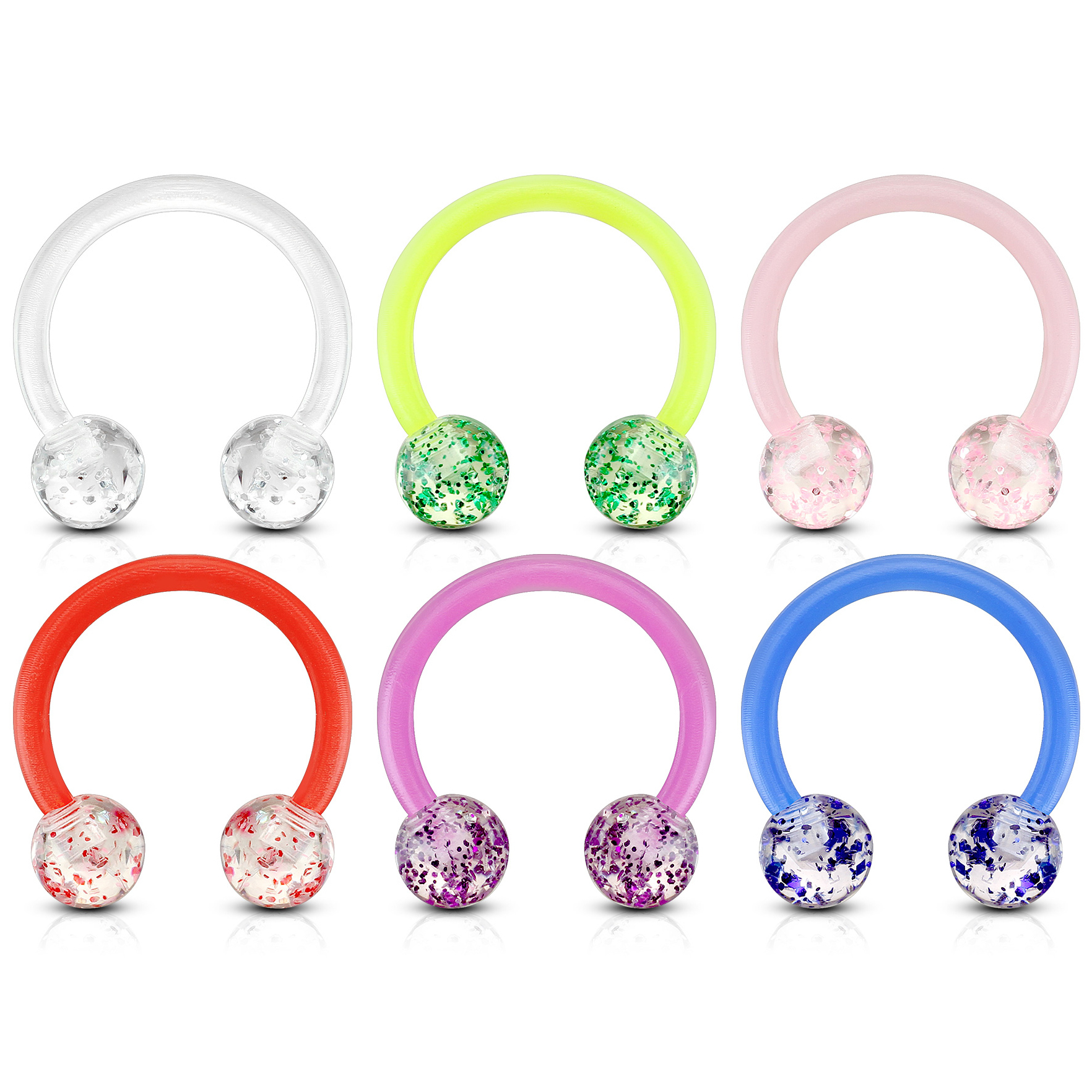 Akrylátová podkova s třpytivými kuličkami