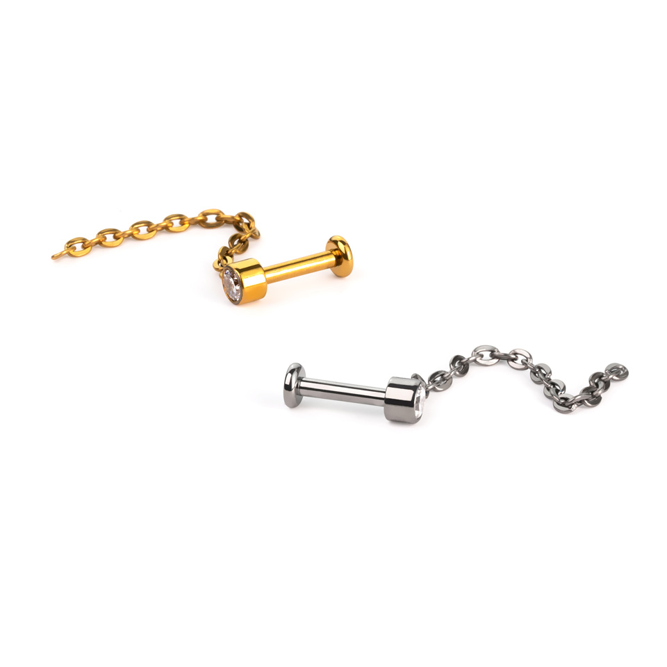 Jemná titanová labreta s kamínkem a řetízkem