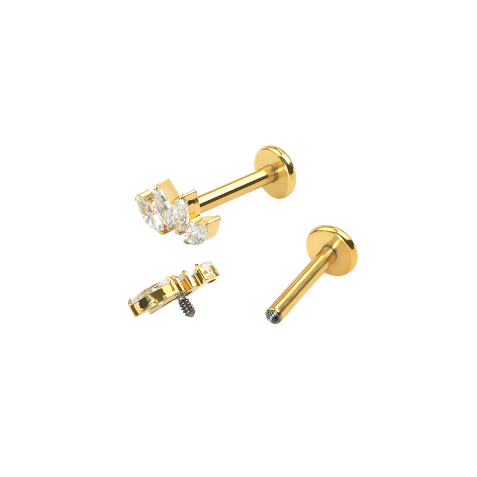 Titanová labreta se čtyřmi markýzovými kamínky