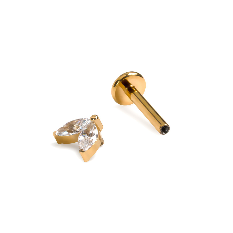 Titanová labreta s dvojitým kamínkem