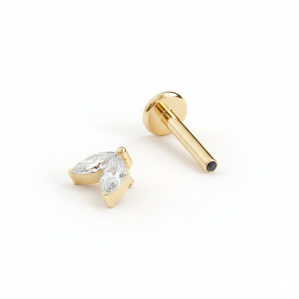 Titanová labreta s dvojitým kamínkem