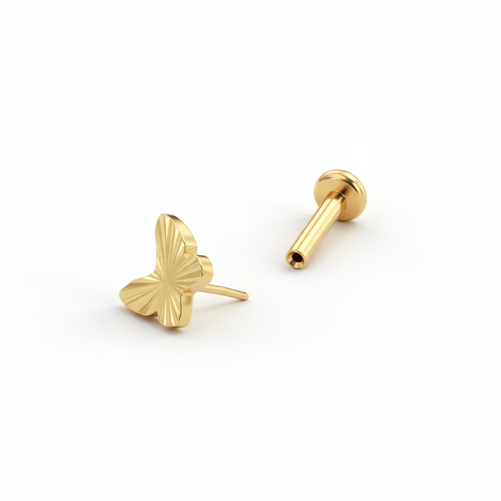 Titanová labreta s texturovaným motýlem