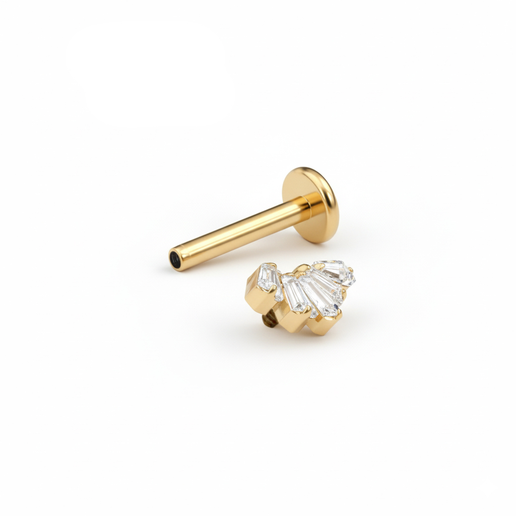 Titanová labreta s kamínky v bagetovém brusu