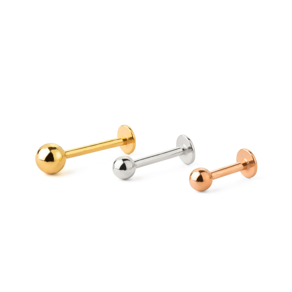 Titanová labreta s vnitřním závitem - různé barvy