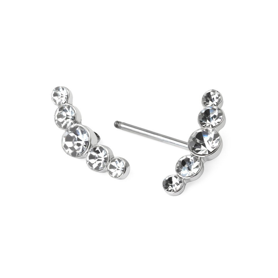 Piercing do bradavky s řadami kamínků