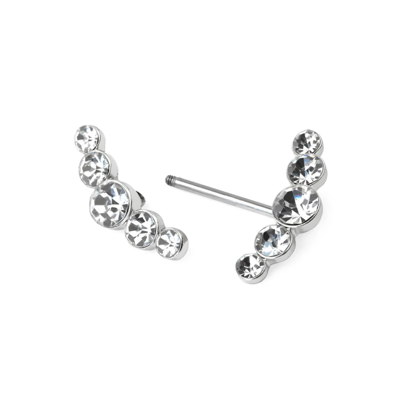 Piercing do bradavky s řadami kamínků