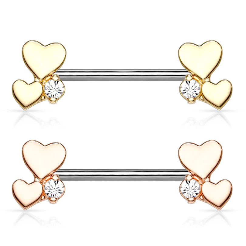 Piercing do bradavky se srdíčky a kamínky