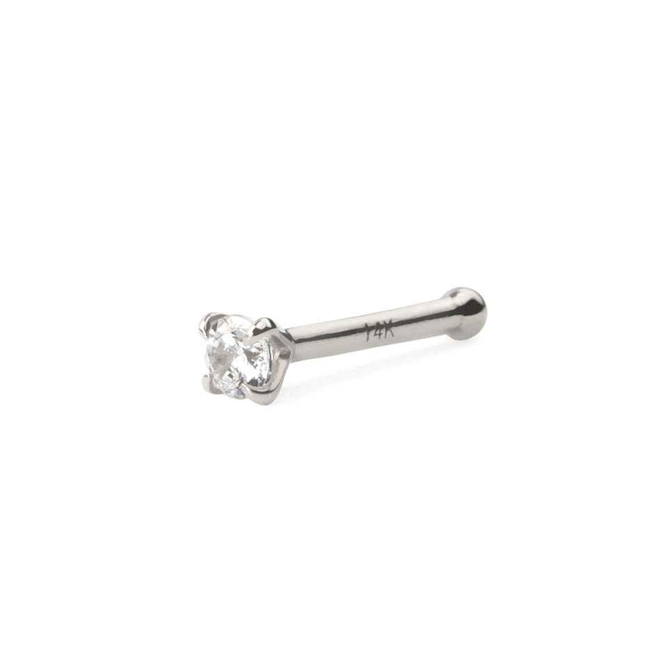 Piercing do nosu z ryzího 14kt zlata s kamínkem