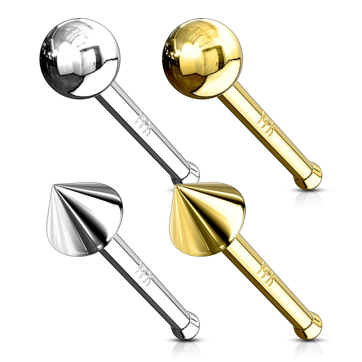 Zlatý 14kt piercing do nosu s kuličkou nebo hrotem