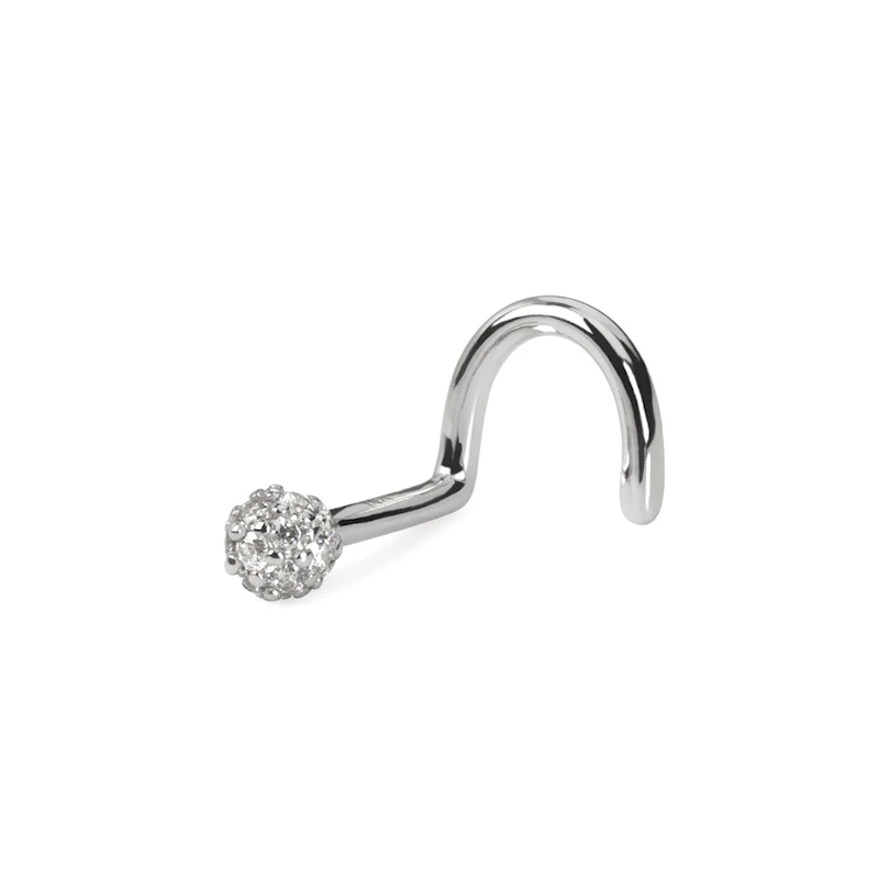Zahnutý piercing do nosu z 14k zlata se vsazenými kamínky