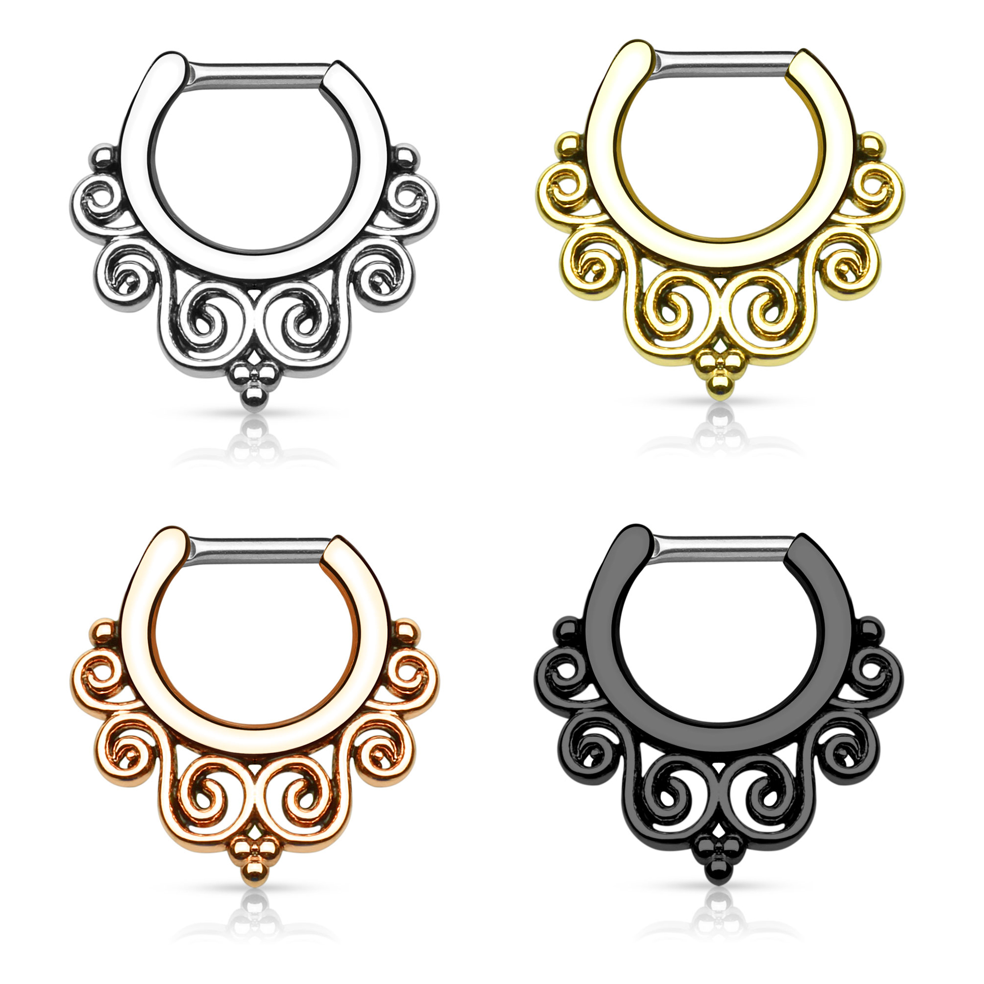 Septum piercing s ornamenty