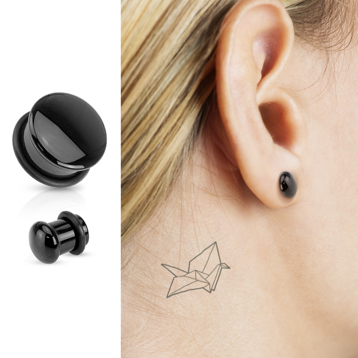 Plug z černého achátu ve tvaru kupole