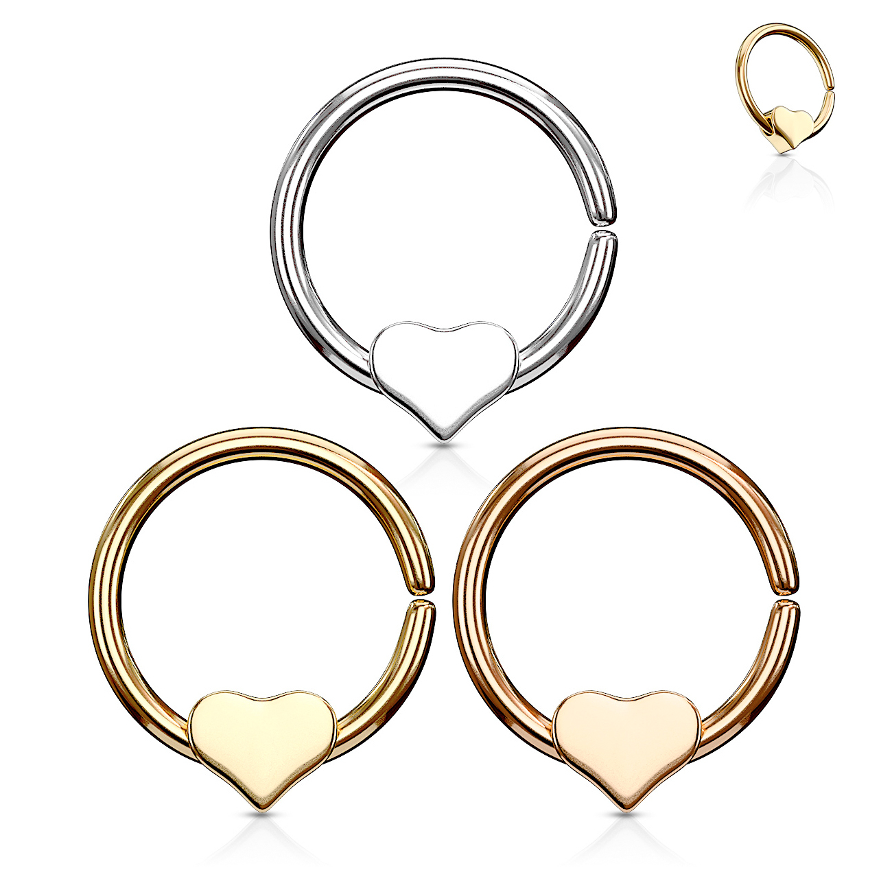 Kroužek se srdíčkem z chirurgické oceli