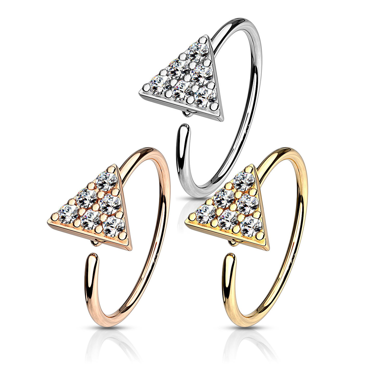 Kroužek s trojúhelníkem zdobeným kamínky