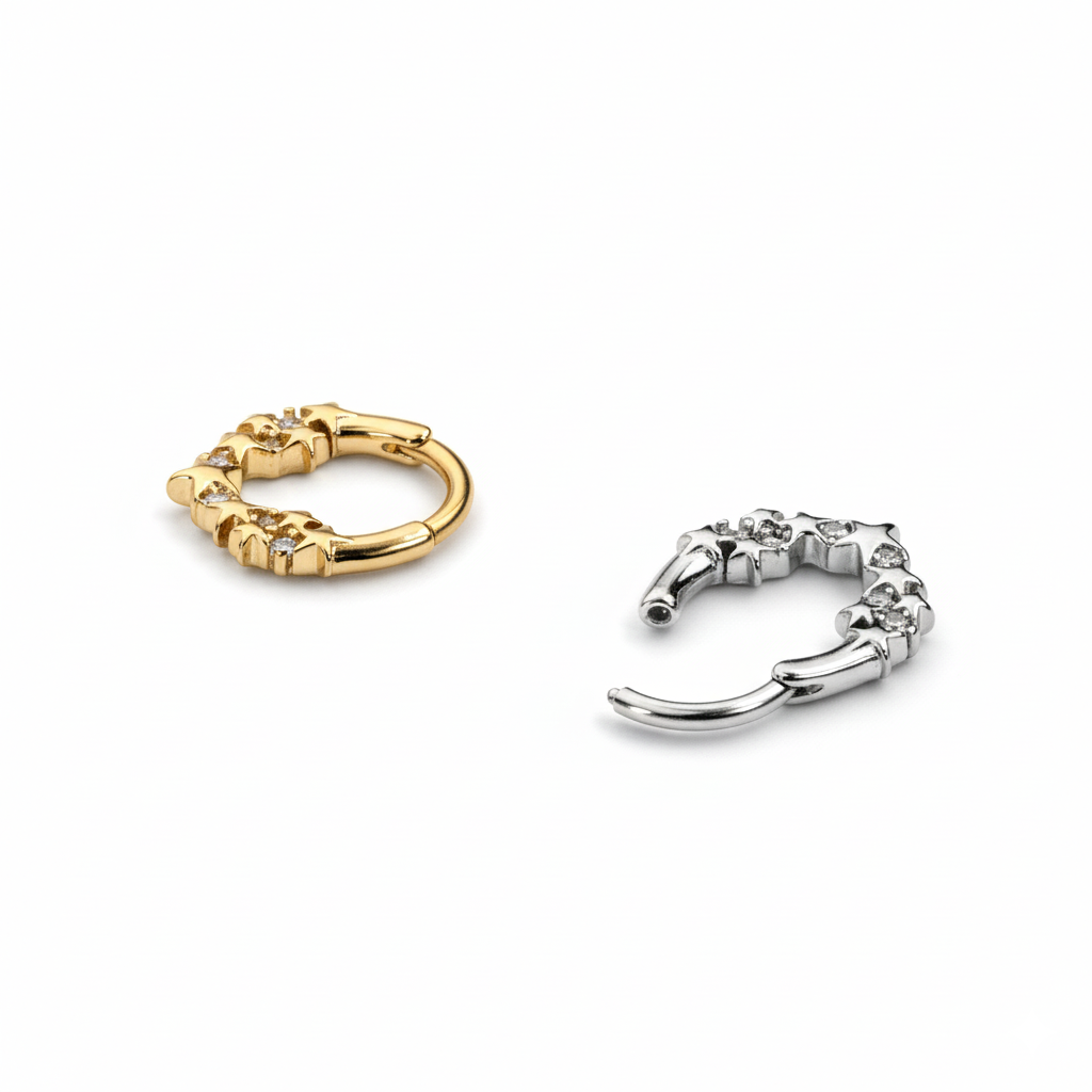 Kroužek s hvězdami a kamínky směřujícími dopředu