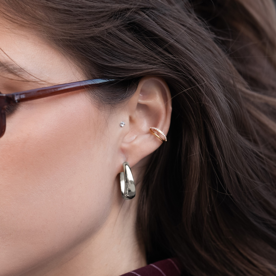 Dvojitý titanový kroužek s kamínky na jednom proužku