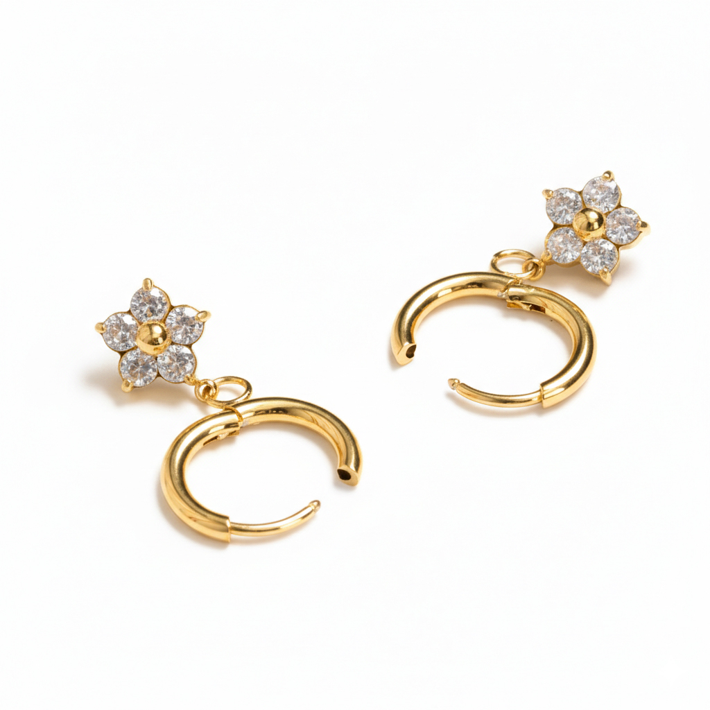 Pár kroužků s květinovým přívěskem