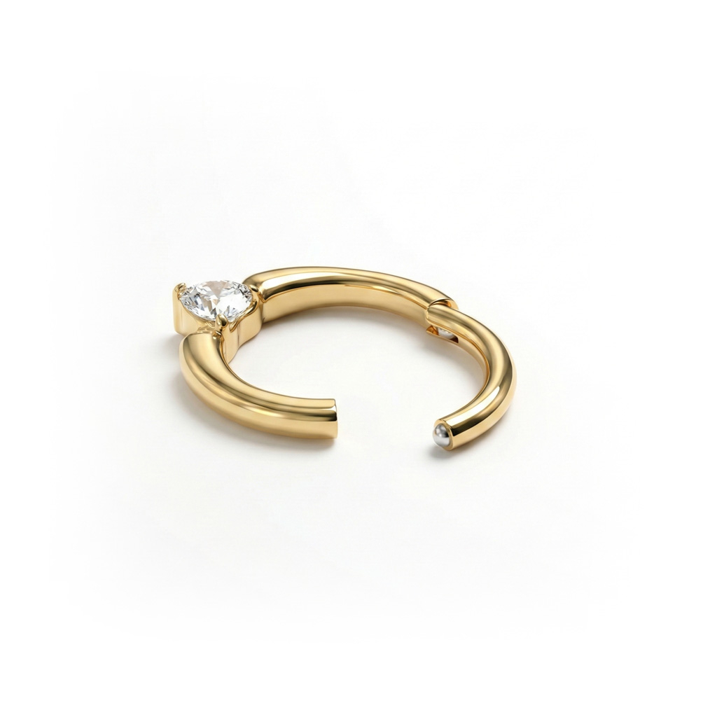 Titanový kroužek s kamínkem ve tvaru srdce